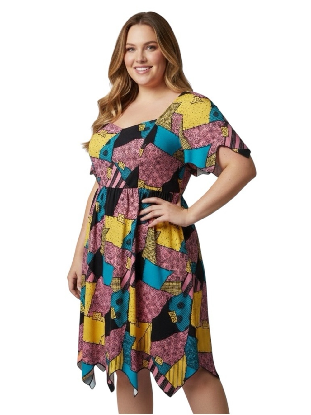 NWT Torrid Disney Nightmare Before Christmas Patchwork Midi Dress Size 1X